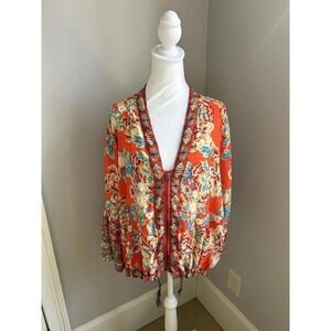 Vintage Free People Floral Zip‎ Up Tunic Jacket